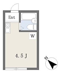 興洋ハイツ ワンルームの間取図画像