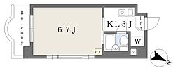タートルフラッツ 1Kの間取図画像