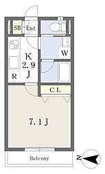 東松原AP・WEST 1Kの間取図画像