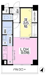 クレストコート 1LDKの間取図画像