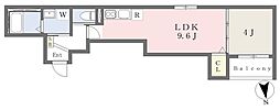 Cuore生野東 1LDKの間取図画像