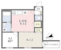 (仮称)F asecia basse 1SLDKの間取図画像