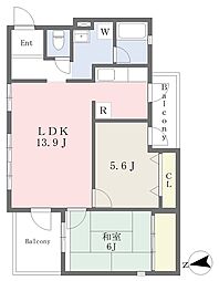 ラングサイド 2LDKの間取図画像