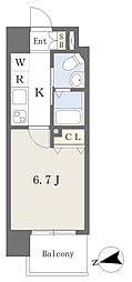 Marks西田辺町 1Kの間取図画像