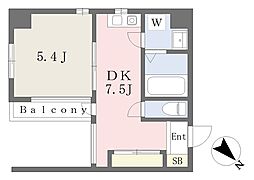 ハイネスセンターコート 1DKの間取図画像