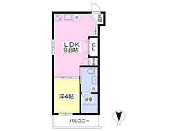 FメゾンWEST 1LDKの間取図画像