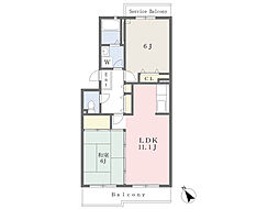 シャンフルーヴ 2LDKの間取図画像
