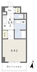 Grandir三国ヶ丘 1Kの間取図画像