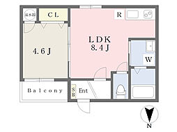 Fメゾンglatt2 1LDKの間取図画像