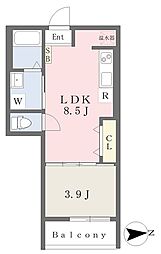 ゲーナ林寺 1LDKの間取図画像