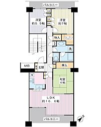 ベイシティ浦安F棟 3LDKの間取図画像