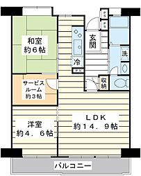 美浜東エステート7号棟 2SLDKの間取図画像