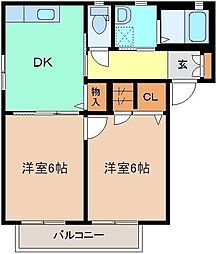 ファミーユ・サンパA 2DKの間取図画像