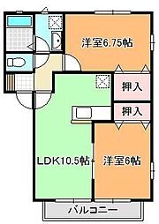 モンテC 2LDKの間取図画像