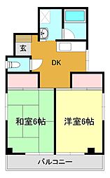 ピノヴィラッジオB 2DKの間取図画像