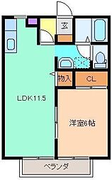 ターミナスAKAGI 1LDKの間取図画像