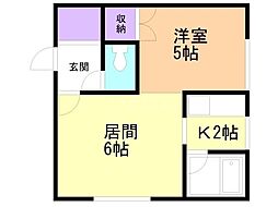 コートハウス愛宕A棟 1LDKの間取図画像