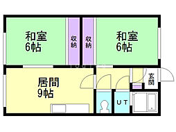丸美ハイツ 2DKの間取図画像