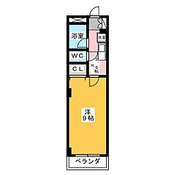 トムソーヤー 1Kの間取図画像