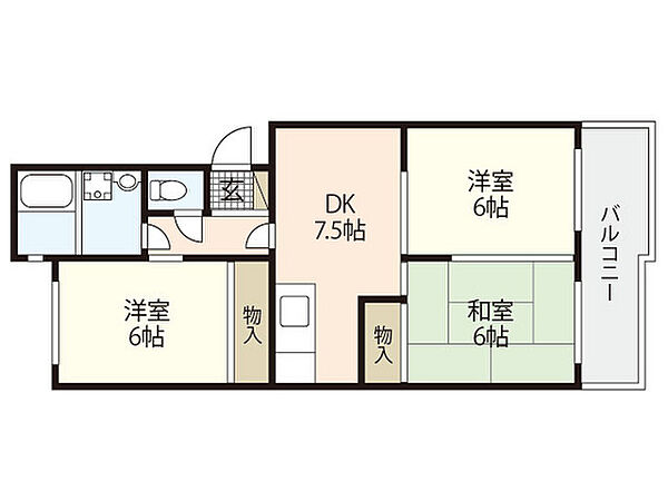 第1ビューハイツ ｜広島県広島市西区井口台1丁目(賃貸マンション3DK・3階・59.51㎡)の写真 その2