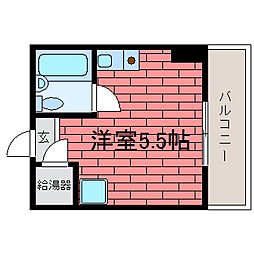 カサベラ花隈 ワンルームの間取図画像