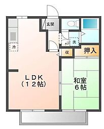 JR山陽本線 東福山駅 徒歩31分の賃貸アパート 1階1LDKの間取り