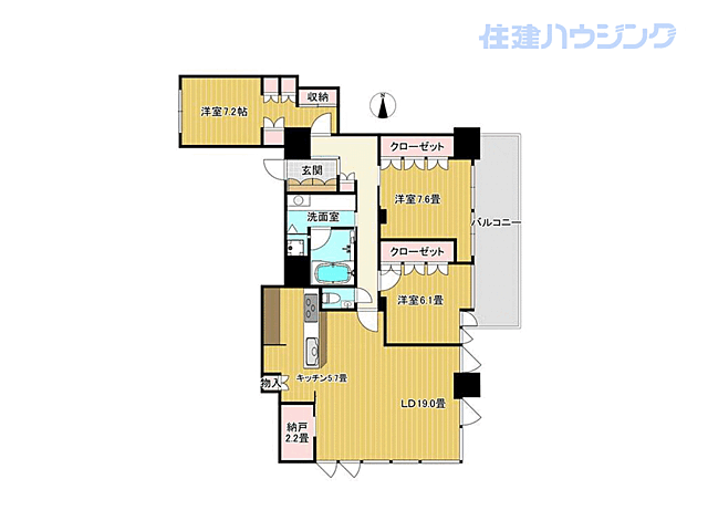 間取り プライムパークス品川シーサイドザ・タワー 28階/-