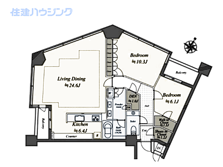 2LDK 間取り