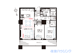 パークコート麻布十番ザ・タワー 2LDKの間取図画像