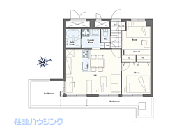 シャンボール恵比寿 2LDKの間取図画像