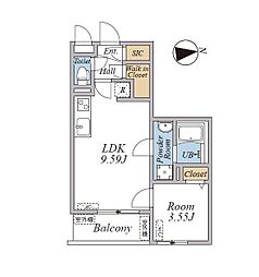 大田区南千束1丁目マンション 1LDKの間取図画像