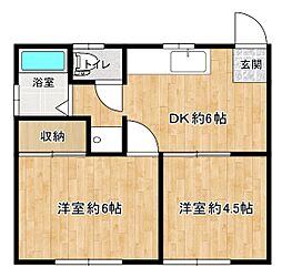 サカイハイツ 2DKの間取図画像
