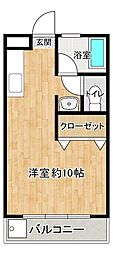 長谷川マンション ワンルームの間取図画像
