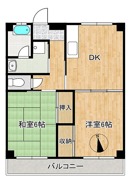 霜越マンション Ａ201｜埼玉県越谷市宮本町３丁目(賃貸アパート2DK・2階・46.00㎡)の写真 その2