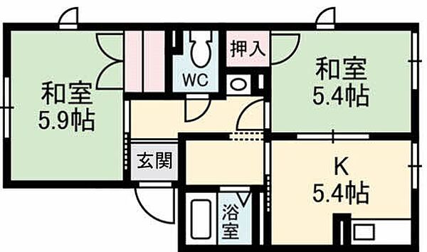 ゲーブルアン ｜鳥取県鳥取市浜坂４丁目(賃貸アパート2K・2階・42.20㎡)の写真 その2