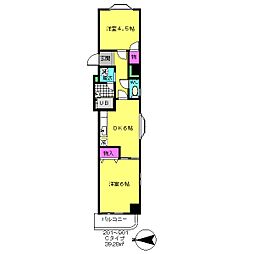 ソフィアコート 2DKの間取図画像
