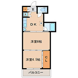 シャングリラ大和町 2DKの間取図画像