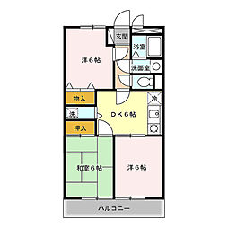 ウエストアローム 2階3DKの間取り