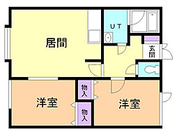 レストデ新開 2LDKの間取図画像