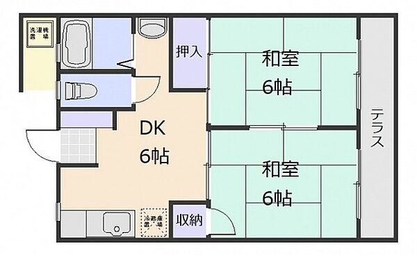 第2マタカツコーポ ｜広島県広島市中区吉島西2丁目(賃貸アパート2DK・1階・38.80㎡)の写真 その2