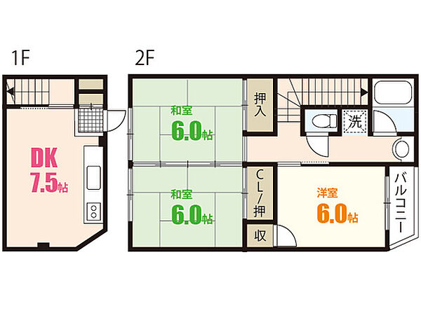 横張ビル ｜広島県広島市安佐南区川内3丁目(賃貸マンション3DK・2階・55.00㎡)の写真 その2