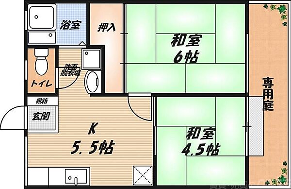 大阪府高槻市古曽部町2丁目(賃貸アパート2K・1階・36.00㎡)の写真 その2