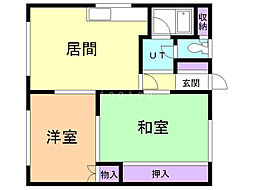 渡部マンション 2LDKの間取図画像