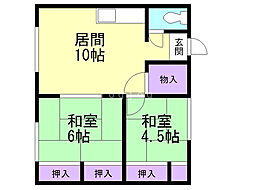 マンション市川 2LDKの間取図画像