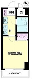 日神パレステージ横浜南 1Kの間取図画像