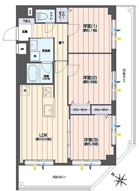3LDK 間取り