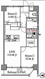 ニックハイム岸根公園第2 2LDKの間取図画像