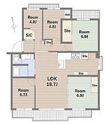 西神大寺住宅6号棟 5LDKの間取図画像