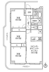 横浜大口ハウス 3LDKの間取図画像