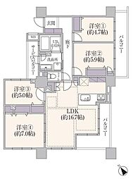 ヴィルヌーブタワー横浜・関内 4LDKの間取図画像